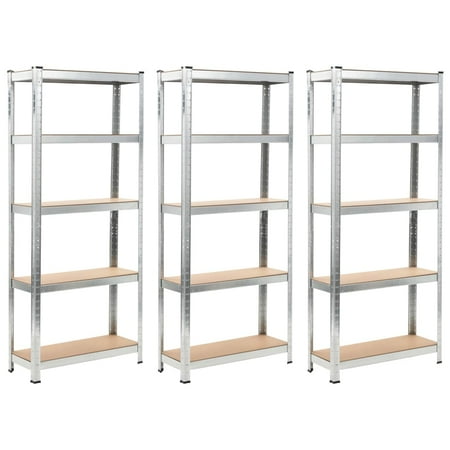 

5-Layer Shelves 3 pcs Silver Steel&Engineered Wood