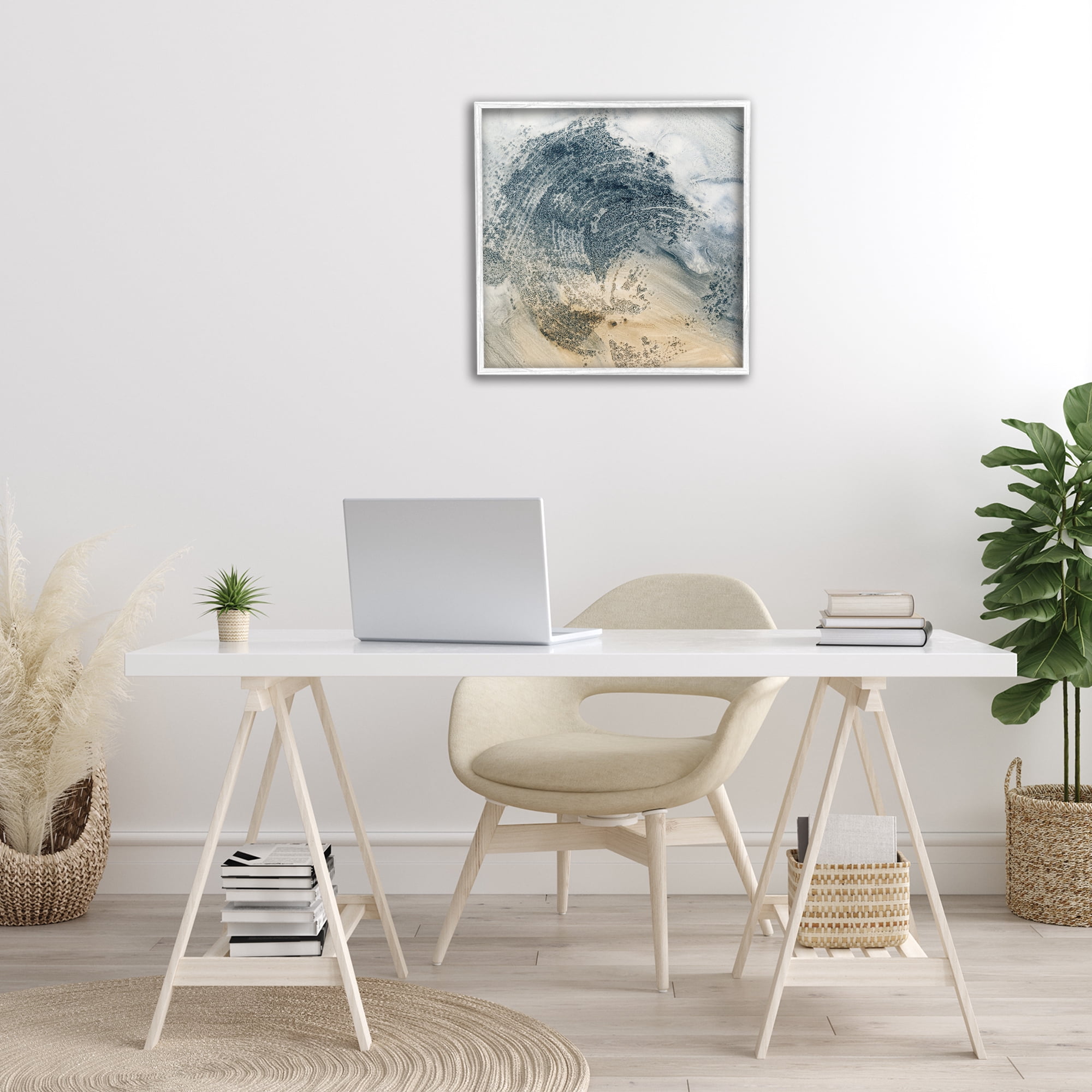 Stupell Industries Brushed Abstract Paint Abstract Painting White Framed Art Print Wall Art, 24 x 24