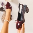 thumbnail image 4 of YTCAMLO Chunky Slingback Heels for Women, Fashion Pointed Toe Bow Tie Block Heel Pumps, Office Wedding Party Dress Shoes, 4 of 8