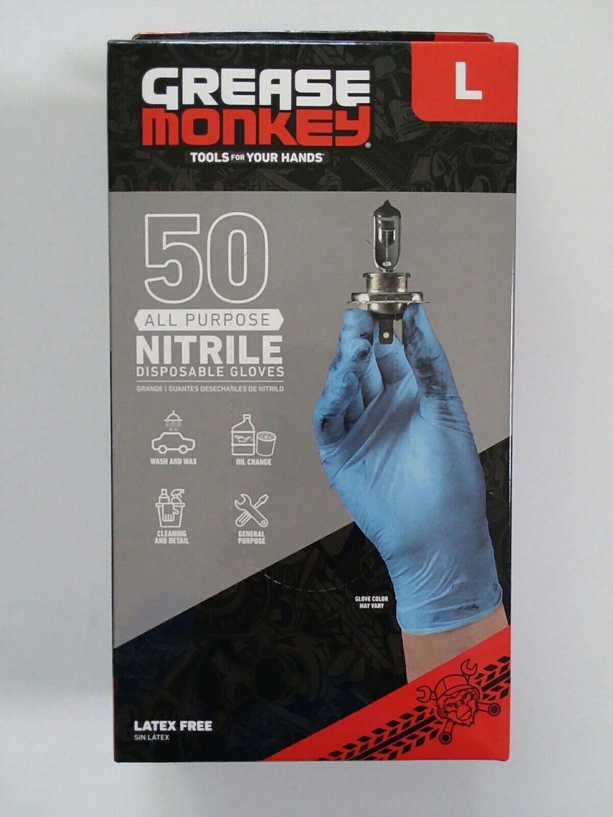 Grease Monkey All Purpose Nitrile Disposable Gloves 50 Count Size Large