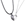 thumbnail image 4 of KDSJSXW Couple Paired Broken Heart Pendant Necklace for Couples Lover Best Friend Gift Wedding Valentine's Day Magnet Necklaces A Pair of Love Necklace Wishing Stone Necklace (White3,One Size), 4 of 6