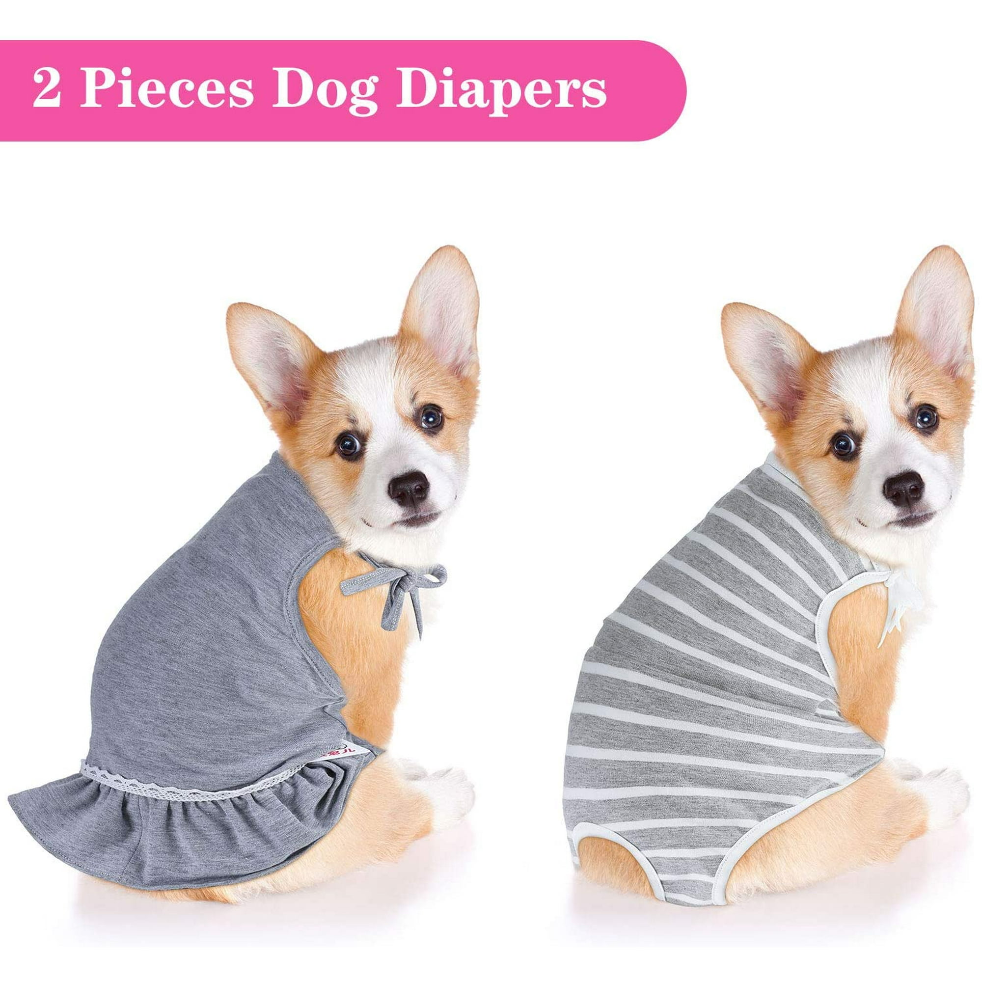 Bqhagfte 2 Pieces Dog Diapers Female Dog Sanitary Pantie With Adjustable Suspender Washable Dog Pants For Girl Dogs