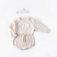 thumbnail image 3 of Kiapeise Baby Girl Long Sleeve Knitted Overalls Autumn Baby Romper Autumn Winter Jumpsuit, 3 of 7