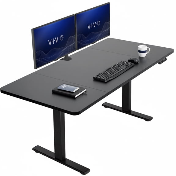 VIVO Electric 60” x 30” Stand Up Desk Workstation, Black Table Top, Black Frame