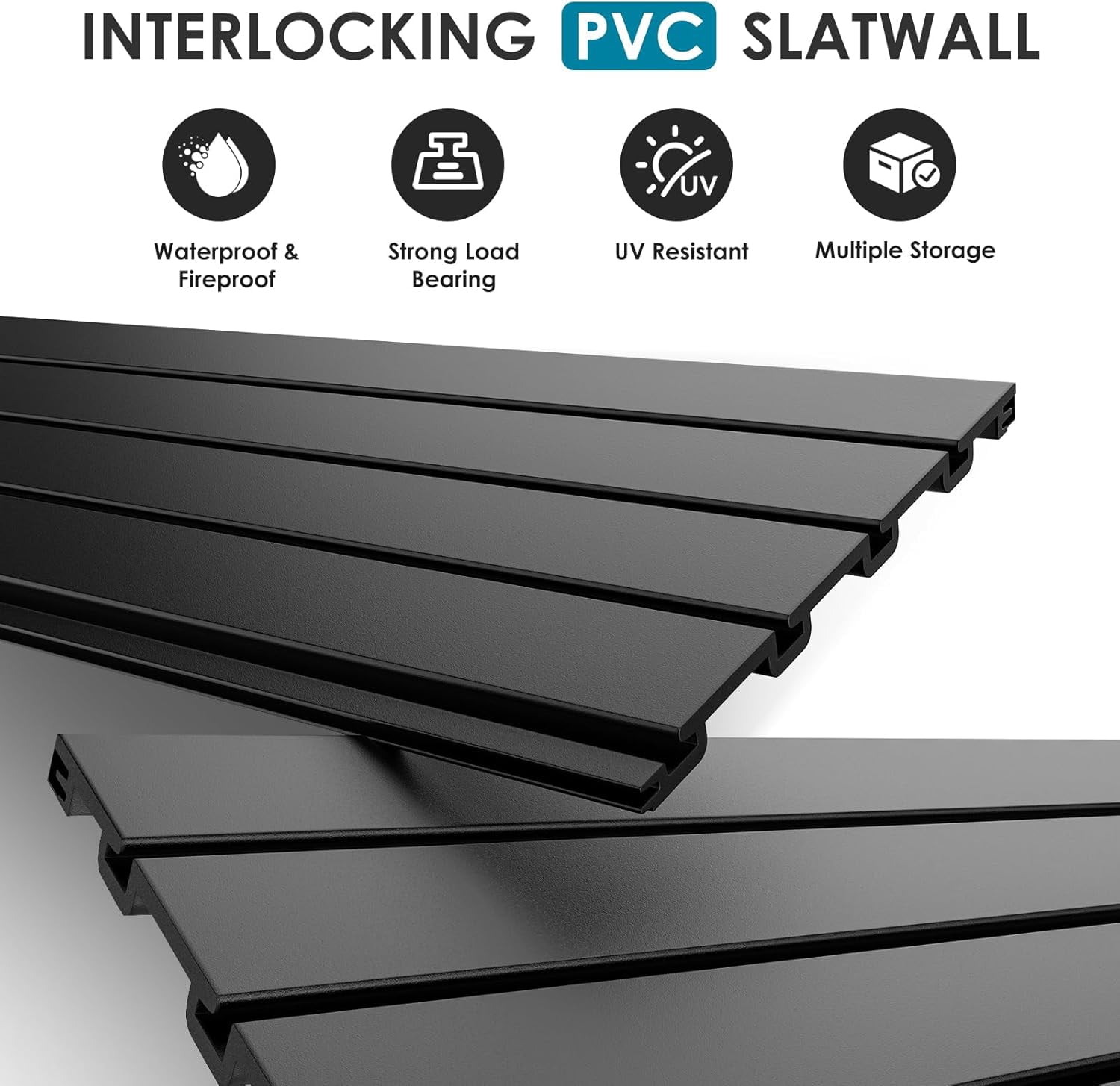 Hyper Tough Slatwall Panel Set, 48" x 12", 2-Pack, 2 ft x 4 ft Garage Wall Storage Panels for Tools, Hooks & Accessories