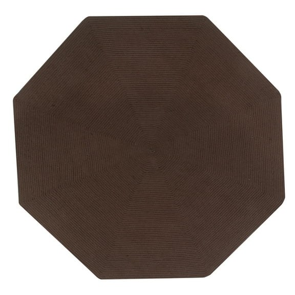 Better Trends 48" Octagonal Oval Brided Rug 100% Polypropylene Durable & Stain Resistant Reversible Indoor Area Utility Rug (Chocolate Solid) Alpine Solid Collection