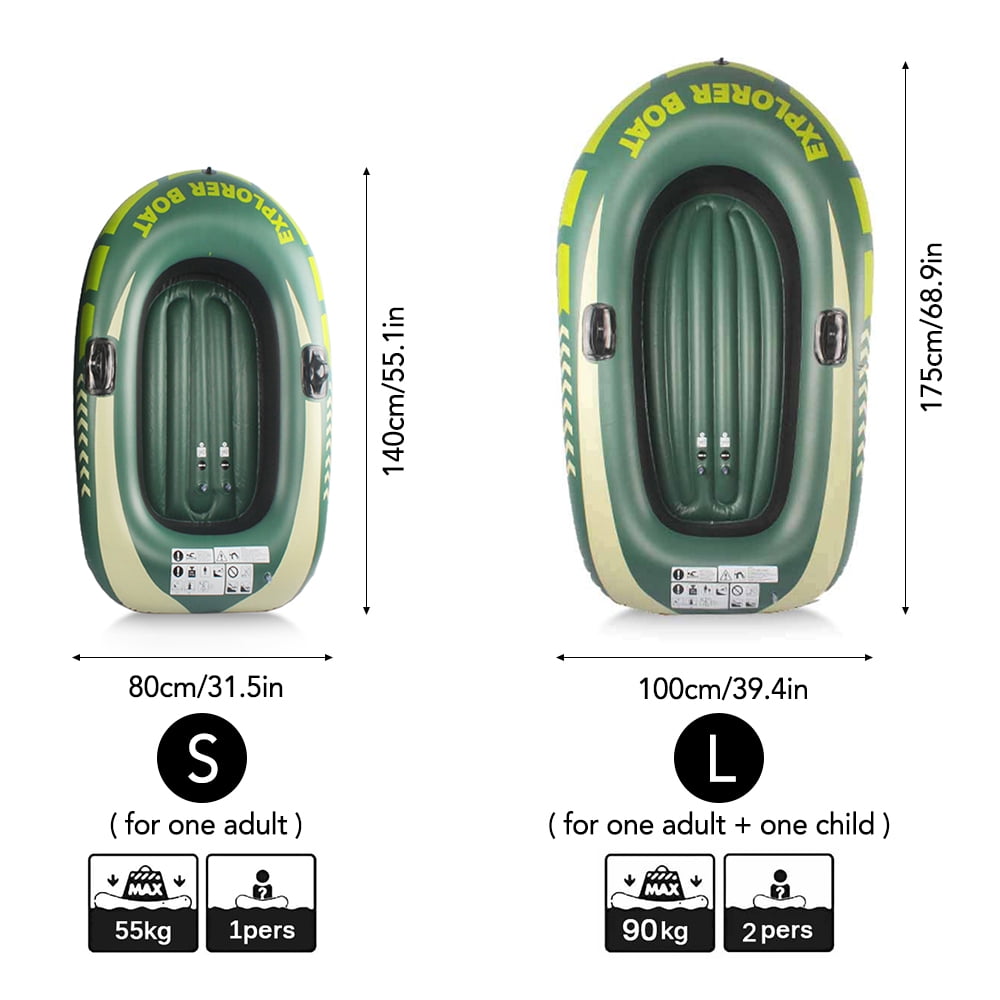 MIXFEER Inflatable Boat Fishing Boat Summer Fun Boat Canoe Kayak for One Person