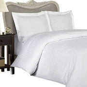 Egyptian Bedding Luxurious 300 Thread-Count, Full Pillow Cases, White Stripe, Set of 2