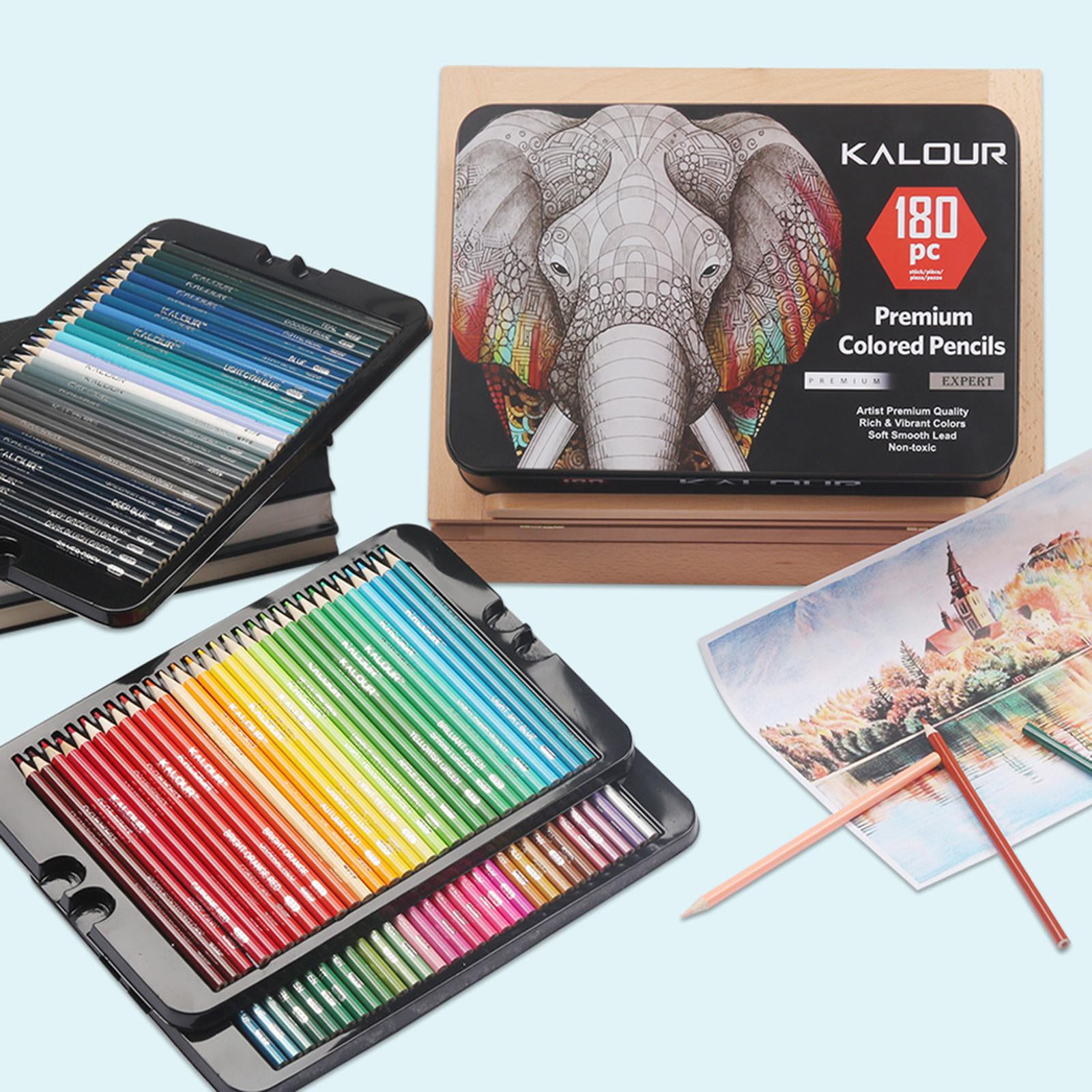GUOOL Colouring Pencils, Professional Colours , Soft , HB for Drawing, Sketching, Shading & Coloring, Vibrant Coloured Pencils for Adults Artists , 180 Colored, 3.3mm