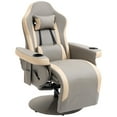 thumbnail image 3 of HOMCOM Manual Recliner Armchair PU Leather Lounge Chair w/ Adjustable Leg Rest, 135 °   Reclining Function, 360 °   Swivel, Cup Holder and, Storage Pocket, 3 of 9