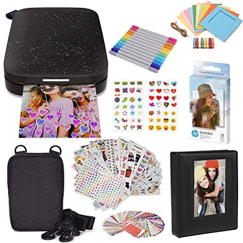 HP Sprocket Portable 2x3" Instant Photo Printer (Black Noir) Starter
