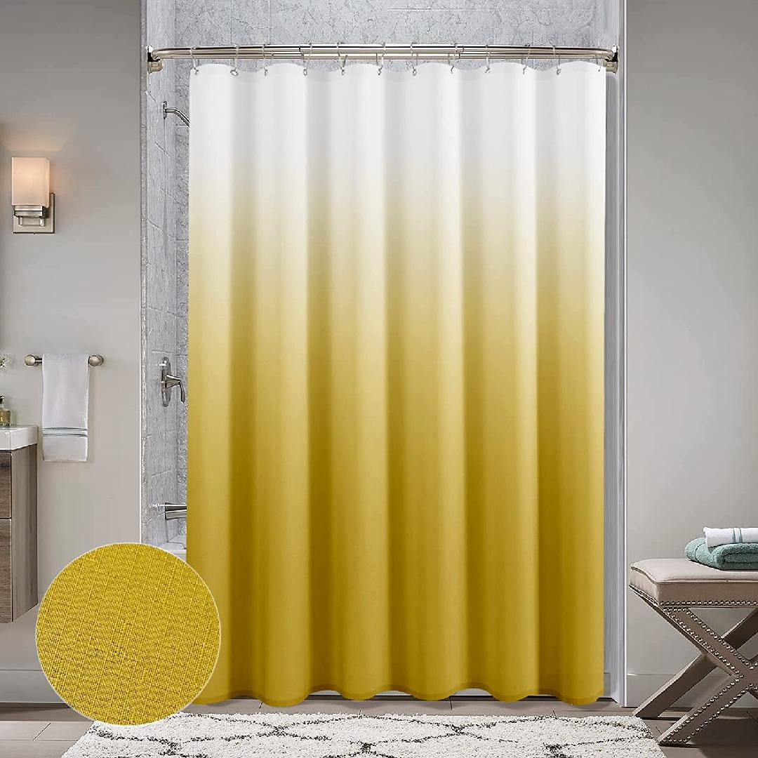 Gold Shower Curtains for Bathroom, Ombre Textured Fabric Shower Curtain