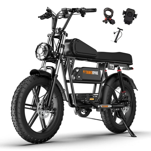 Tamobyke Electric Bike for Adults, Peak 1500W 30mph 48V 15.6Ah Mountain Ebike,20" Fat Tire Full Suspension UL2849