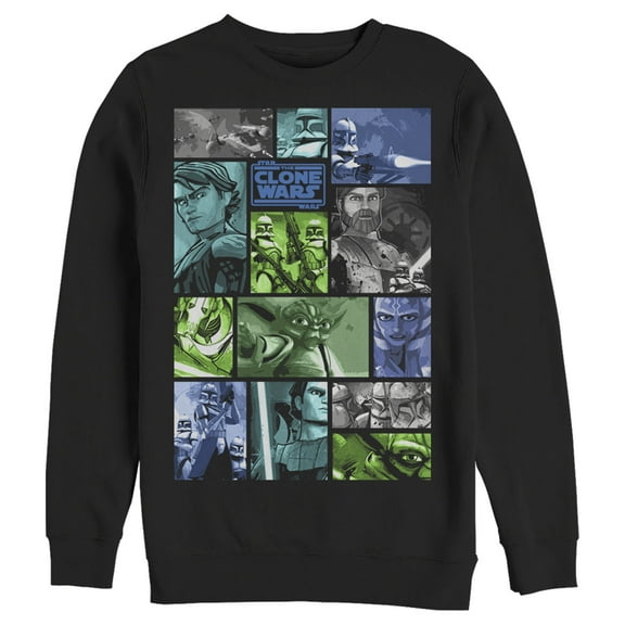 Men's Star Wars: The Clone Wars Group Shot Panels Sweatshirt Black 3X Large