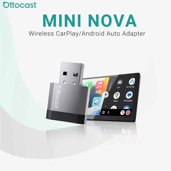 Ottocast Mini NOVA Wireless CarPlay Android Auto Adapter 2026 New USB Dongle 2 in 1 for VW Hyundai Nissan Toyota Benz Honda Audi