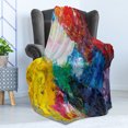 thumbnail image 4 of Oil Painting Soft Flannel Fleece Throw Blanket, Color Palette with Oil Paint Chaos Jumble Modern Creative Design Graphic, Cozy Plush for Indoor and Outdoor Use, 70" x 90", Multicolor, by Ambesonne, 4 of 5