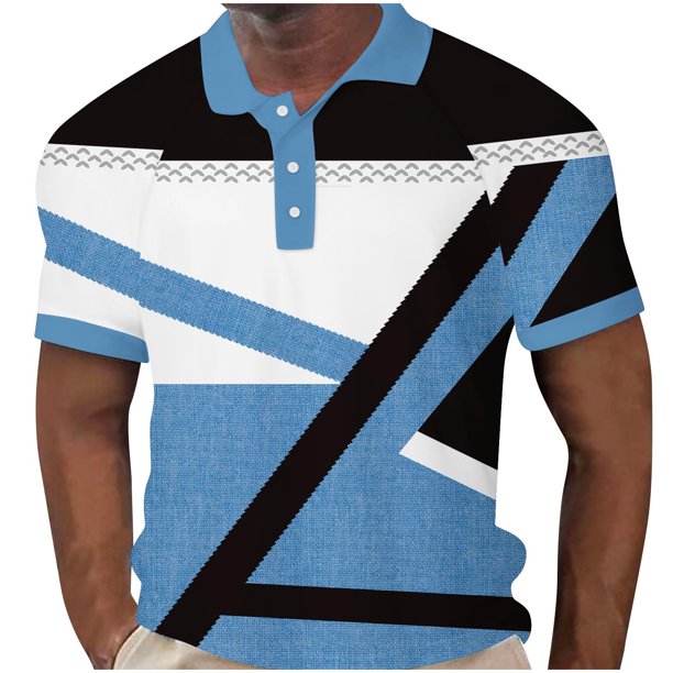 Camisas de Manga Larga para Hombres Impresos Girar Hacia Abajo Botones de Cuello Lateral Dividido, Casual Camiseta Blusa para Hombres