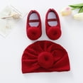 thumbnail image 4 of Newborn Baby Turban Hats and Shoes Set Hospital Hat Nursery Beanie Headwrap Hat Soft Sole Crib Shoes Set, 4 of 6