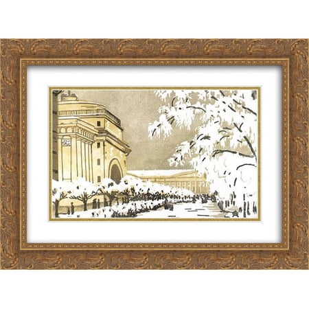 Anna Ostroumova Lebedeva 2x Matted 24x20 Gold Ornate Framed Art Print 'Admiralty under the snow'