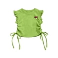 thumbnail image 2 of Hrsba Girls T Shirt Solid Color Short Sleeve Ruffle Crew Neck Top With Drawstring For Girls Casual Summer Soft Lightweight Cute Fashion Top, 2 of 6