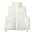 thumbnail image 5 of Women's Down Vest Autumn Winter Loose Stand Collar Sleeveless Jacket Solid Color Warm Outerwear Winter Jacket Long Hooded Jacket Women Dressy for Women down Padded Coat for Women Synthetic down Jacket, 5 of 5