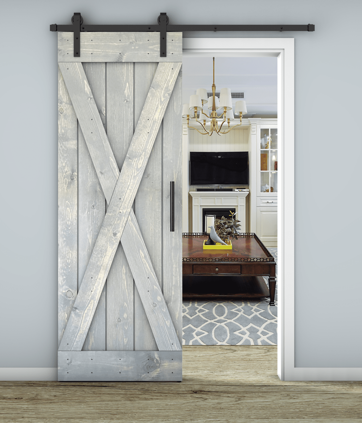 Essencaliy 30in x84in Solid Wood Barn Door, MadeinUSA Farmhouse