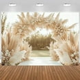 thumbnail image 3 of Boho Floral Archway Wedding Backdrop Bohemian Pampas Grass Bridal Shower Photography Background Boho Lawn Newborn Baby Shower Birthday Party Decorations Banner Photo Booth Props, 3 of 5
