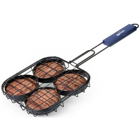 Corona Hamburger BBQ Grill Rack Cooks 4 Burgers – 18” Handle With Locking (Best Grill Grate Material)