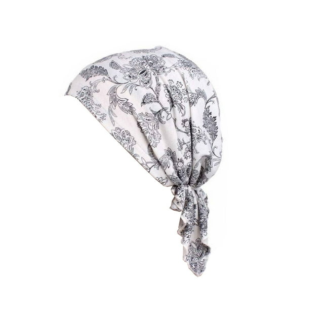 tredstone Bonnet de Chimiothérapie Imprimé Foulard Femmes Coton Turban Musulman Extensible Perte de Cheveux Baotou Noué Couvre-Chef