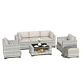 thumbnail image 3 of SHGJ&SOFT 7 Piece Patio Furniture Set, Wicker Outdoor Sectional Sofa with Washable Cushion Covers and Tempered Glass Table, Rattan Conversation Set for Poolside, Lawn, Balcony, 3 of 11