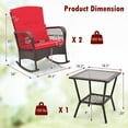thumbnail image 3 of Gymax 3 Pieces Rocking Bistro Set PE Rattan Rocking Chairs w/ 2-Tier Coffee Table, 3 of 10