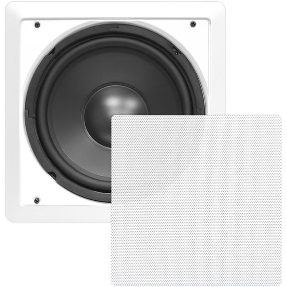 PYLE-HOME PDIWS10 - In-Wall / In-Ceiling 10'' High Power Subwoofer System, DVC, Flush Mount, White, Single Speaker