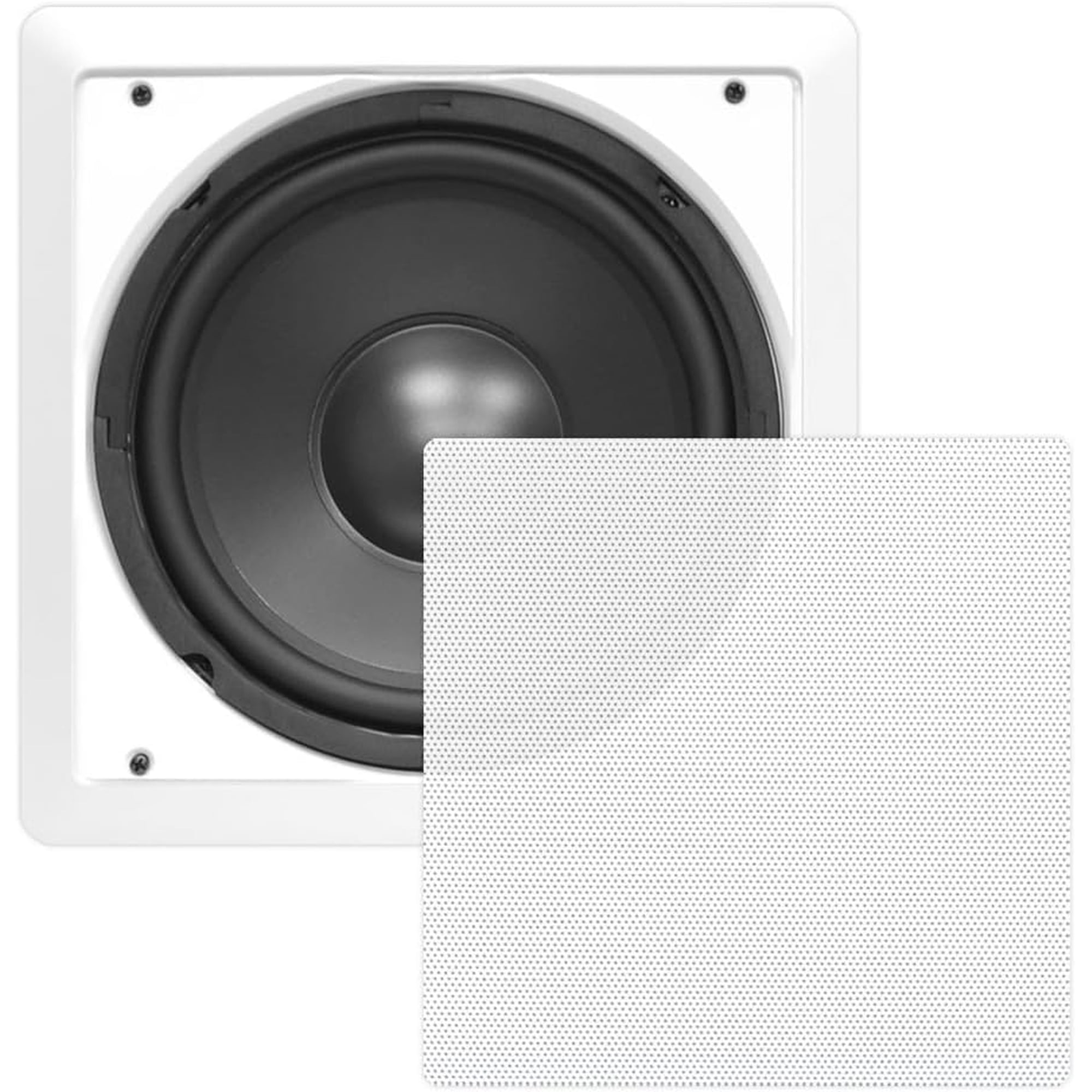 PYLE-HOME PDIWS10 - In-Wall / In-Ceiling 10'' High Power Subwoofer System, DVC, Flush Mount, White, Single Speaker