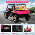 thumbnail image 2 of 24V 2 Seater Ride On Dump Truck with Electric Dump Bed, 4WD Battery Powered UTV, Ride On Car Toy for Kids with Remote Control, Shovel, Music, Bluetooths, Headlights for Boys Girls, 2 of 8