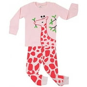 Elowel Girls Giraffe 2 Piece Pajamas Set 100% Cotton Size 8