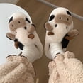 thumbnail image 6 of Women's Fuzzy Warm Slippers, Cartoon Cow Pattern Cozy Non-Skid Comfy Home Floor Slippers Shoes, 6 of 8
