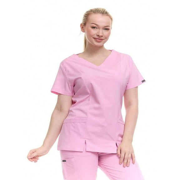 HEAL WEAR Women's V-Neck Multi-Pocket Scrub Top Soft Stretch Fabric Surgical Uniforms Doctor Nursing