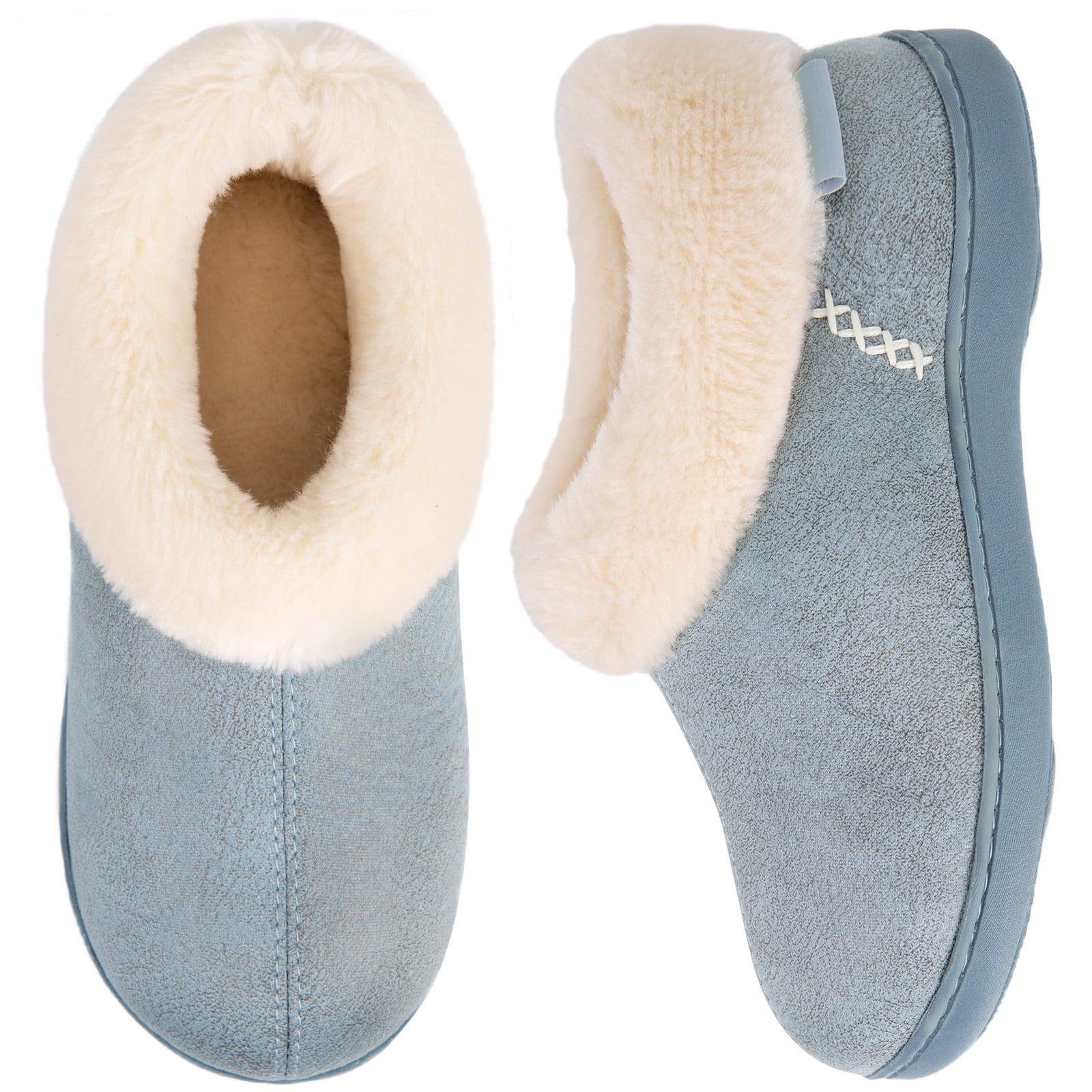 protestantiske Bekendtgørelse røgelse EverFoams Women's Micro Suede Cozy Memory Foam Winter Slippers with Fuzzy  Faux Fur Collar and Indoor Outdoor Rubber Sole - Walmart.com