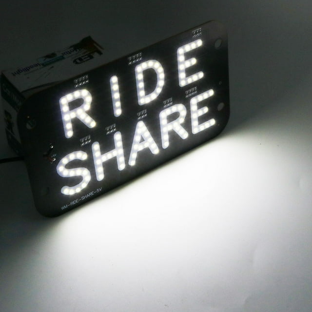 Letrero luminoso LED para coche de 7,5 x 4,5 pulgadas con brillo RGB y alimentación USB para parabrisas de vehículos compartidos | Montaje con ventosa | Luz indicadora de pasajero de taxi