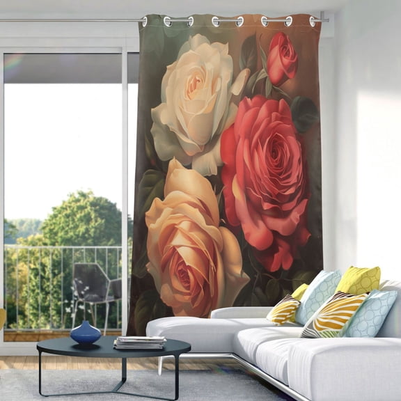 Blackout Curtains Window Curtain for Bedroom Living Room 1 Panel 82"x42" Red Pink Cream Rose