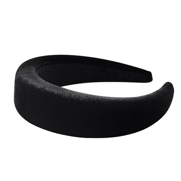 EeaseMX banda para el cabello ancha con esponja recubierta de tela, accesorio para el cabello para mujeres y niñas (negro)