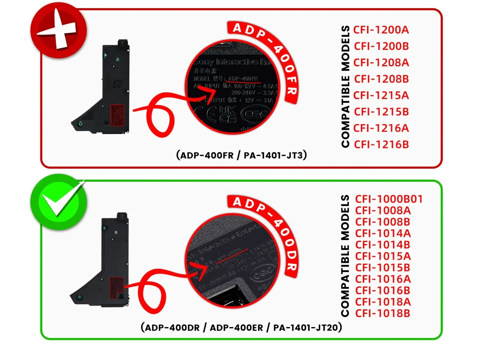 Power Supply Unit (ADP-400DR / PA-1401-JT20, CFI-1000 / CFI-1100) - PlayStation 5 PS5