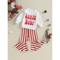 thumbnail image 3 of Baby Girl 2Pcs Christmas Outfits Long Sleeve Sweatshirt + Striped Flare Pants Set Toddler Clothes, 3 of 9