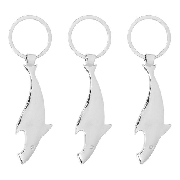 3Pcs Metal Keychain Portable Bottle Opener Shark Shape Keychain Pendant Outdoor Keychain