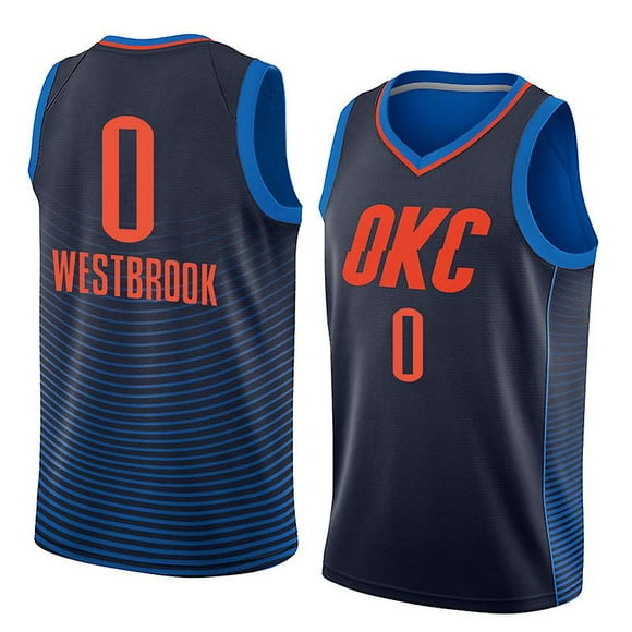 Maillot de Basket-Ball Oklahoma City Thunder Jersey Westbrook Blue No 0