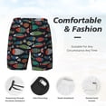 thumbnail image 3 of Naloa Hand Drawn Colorful Fishes Print Men Swim Trunks with Compression Liner ,Board Shorts,Men's Swim Shorts with Drawstring and Elastic Waistband-Small, 3 of 6