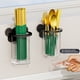 thumbnail image 5 of Portacepillos de dientes de pared con orificios de drenaje | Recipiente extraíble para una limpieza fácil | Organizador de baño de plástico blanco para pasta de dientes, brochas de maquillaje y, 5 of 6