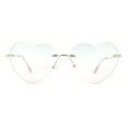 thumbnail image 2 of Elegant Womens Rimless Perfect Heart Shape Spring Hinge Sunglasses Gold - Blue Pink, 2 of 4
