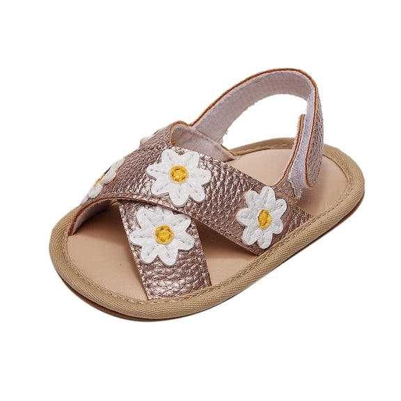 EnJoCho Girls Floral Summer Sandals, Open-Toe First Walker Shoes with Adjustable Ankle Strap, Lightweight Flat Sole for Toddler Outdoor Adventures & Garden Parties