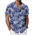 thumbnail image 2 of Titcea Hawaiian Shirts Men Short Sleeve Lapel Stylish Palm Tree Print Shirt Loose Comfort Summer Beach Vacation Tops, M-3XL, 2 of 8